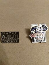 9-11-01 Never Forget  Pewter Gray Black Twin Towers & NYFD 343 Never Forget Pins picture