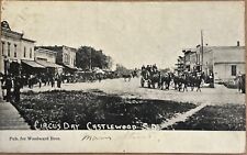 Castlewood South Dakota Main Street Circus Parade Antique Photo Postcard c1910 picture