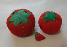 Vtg Retro Tomato Pin Cushions - Lot of 2 picture