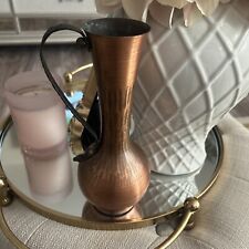 vintage MC cooper/brass pitcher style small vase 8.6” high picture