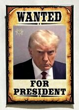 2 Trump Wanted For President metal Pin 2x3 USA Made POTUS 45 47 Donald DJT 2024 picture