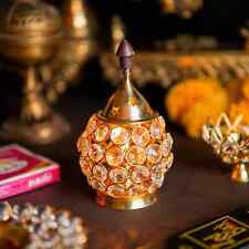 RSGL Metal Small Crystal Akhand Diya for Pooja, Diwali Light Lamp Lantern Oil picture