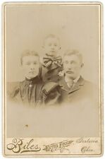 CIRCA 1890'S CABINET CARD Beautiful Family of Three Little Boy Biles Fostoria OH picture
