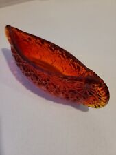 Amberina Glass Daisy Button Canoe Dish Vintage picture