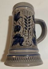 Vintage Original BMF Bierseidel West Germany Mug  Grey With Blue Leaves 7.75” picture
