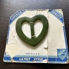 Vintage Carded Green Heart Shaped Slide Buckle picture