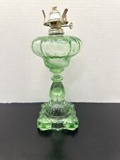 Vintage Green Depression Pressed Glass Oil Lamp picture
