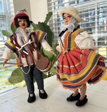VTG Handcrafted South American Folk Dolls Man And Woman With Baby picture