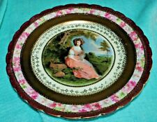 RARE ANTIQUE DOUBLE SIGN GAINSBOROUGH PLATE COURTING COUPLE HAND PAINT ENGLAND  picture
