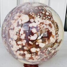3340g Natural Cherry Blossom Agate Sphere Quartz Crystal Ball Healing picture