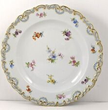 Meissen Porcelain Embossed Plate Scattered Flowers Blue Scalloped Edge picture