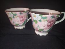 2x Duchess Teacups only - Chelsea Garden Primrose Pink - English Fine Bone China picture