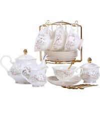Daveinmic 22-Pieces Porcelain Bone china Tea Sets,Gold Rim Gold Rim phoenix set picture