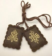 Scapular Deluxe Embroidered Brown Wool - 1-3/4 x 2