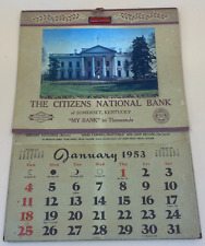 1953 Calendar THE CITIZENS NATIONAL BANK Somerset, Kentucky 11 in X 8in Complete picture