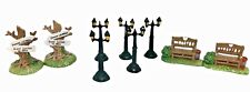 Lot of 9 Miniature Painted Pewter Figures Bench Signpost Light Posts Unbranded picture