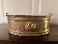 Vintage Large Hammered Brass Tub / Planter With Clam Shell And Elephant Handle picture
