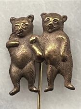 C. 1900s Vintage Antique Teddy Roosevelt Bears Stickpin MUST SEE picture