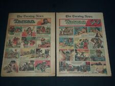 1941 THE EVENING NEWS SUNDAY COLOR COMIC SECTION LOT OF 2 - TARZAN - NP 3734 picture
