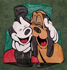 RARE #18 of 100 Vintage 90s Disney Mickey & Pluto Genuine Leather Vest Medium picture