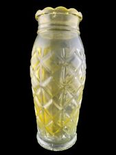 Vintage Depression Glass Flower Bud Vase Quilted Optic Pattern Scalloped Top picture