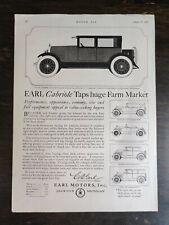 Vintage 1922 Earl Cabriole Car Earl Motors Inc Full Page Original Ad 1221 picture