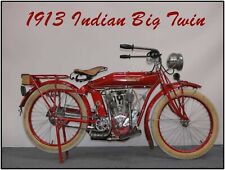 1913 Indian Big Twin Motorcycle New Metal Sign: Fully Restored picture