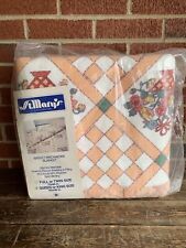 Vintage St Mary's Acrylic Blanket Queen 102x90 Peach Basket Patchwork Satin Trim picture
