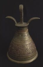 Vintage Etched and Painted Brass Wandering Monk Bell picture