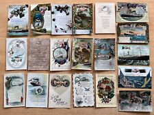20 Antique Postcards HANDS ACROSS THE SEA Hands Lot WWI BIPLANES SHIPS 1909-1922 picture