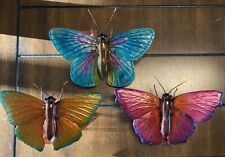 Lot Of 3 Large Decorative Metal Indoor/ Outdoor Butterflies - 9.5” X 6.5” New picture