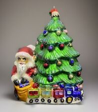 VTG Christopher Radko Last Stop Santa Train Glass Christmas Tree Ornament 6.5” picture
