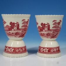 Copeland Spode's Tower in Red Pink  - Pair of Double Egg Cups - 4 inches picture