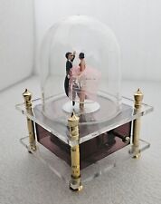 Vintage Domed Dancing Couple Groom Bride Musical Box Wind-up Waco Made in Japan picture