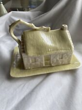 Belleek Ireland Country Cottage Covered Butter Cheese Dish Vintage Green Mark picture
