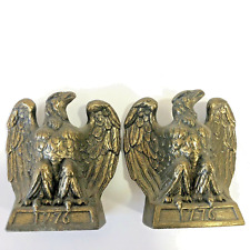 Vtg 60s  Colonial Virginia Patriotic Eagle Bookends USA Birds Gold Patina picture