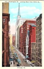 VINTAGE WASHINGTON ST. LOOKING EAST FROM WELLS ST. CHICAGO, IL POSTCARD KH picture