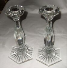Pair Crystal Candlesticks Eight Inches VTG picture