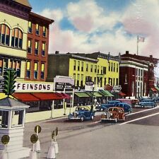 Postcard CT Main Street Danbury Conn Feinson's Vtg Cars Hat City Paper Co. 1940s picture