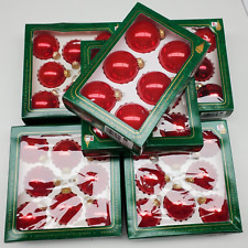 46 Vintage Krebs Red Glass Ornaments 5 Package Lot of Christmas Tree Bulbs picture