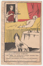 c1900s 1909 RARE Cold Comfort Breakfast and Bedridden Comic Art Postcard picture