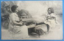 Vintage 1911 Belgian Postcard Mother and Child in Garden Scene Brussels Postmark picture