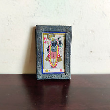 1920s Vintage God Srinath Ji  Hand Painting Silver Frame Decorative Collectible picture