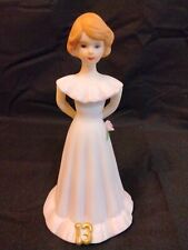 Enesco Growing Up Birthday Girls Age 13 Porcelain Figurine 1980s Brunette picture