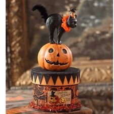 Bethany Lowe Party Cat on Box Container Halloween Black Kitty TP6183 picture