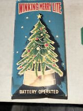 Vtg Winking Merry Lite Christmas Tree Battery Blinking Box 6” Works Flock Older picture