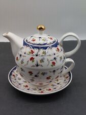 Graces Teaware Tea For One 4pc Porcelain Multi-colored Floral Pattern  Nice MINT picture