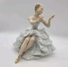 Vintage Wallendorf Porcelain Seated Ballerina With Mirror Figure *DAMAGED FINGER picture