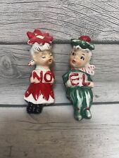 Rare Vintage Lipper and Mann Christmas Elf Pixie Salt&Pepper Shelf Shakers READ picture