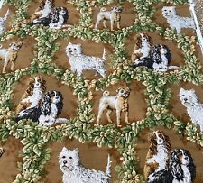 Vtg Brunswig & Fils Mans Best Friend Dog Fabric Cavalier Spaniels Westies picture